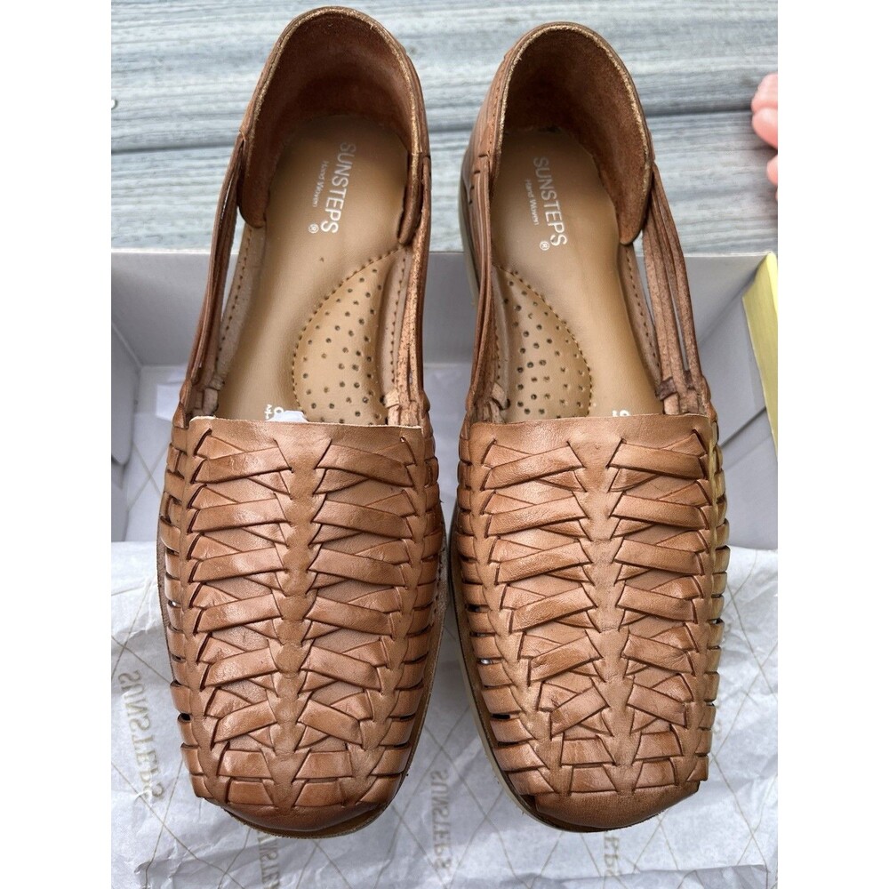 Sunsteps Hand Woven Capri Golden  Tan Women's Leather Loafers Size 8.5 NWB
